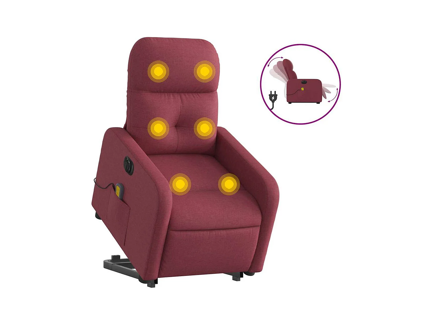 Fauteuil inclinable électrique-Chaise de relax-Fauteuil de Massage Rouge bordeaux Tissu SHL5174