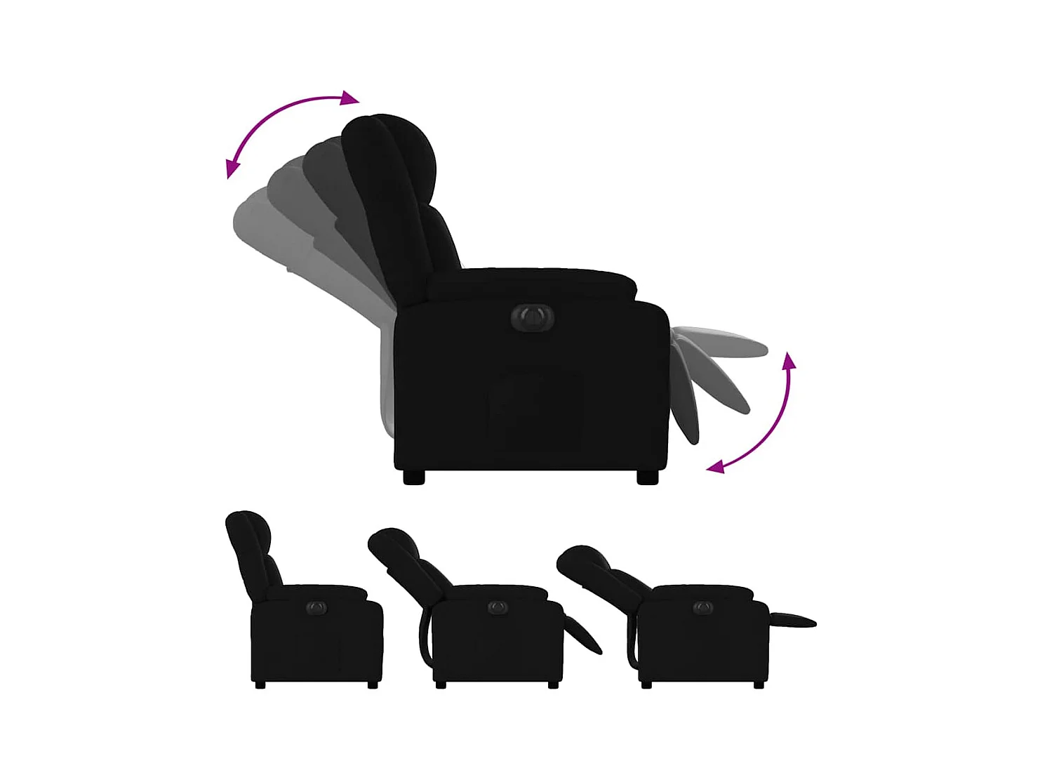 Fauteuil inclinable électrique-Chaise de relax-Fauteuil salon Noir Tissu SHL2228
