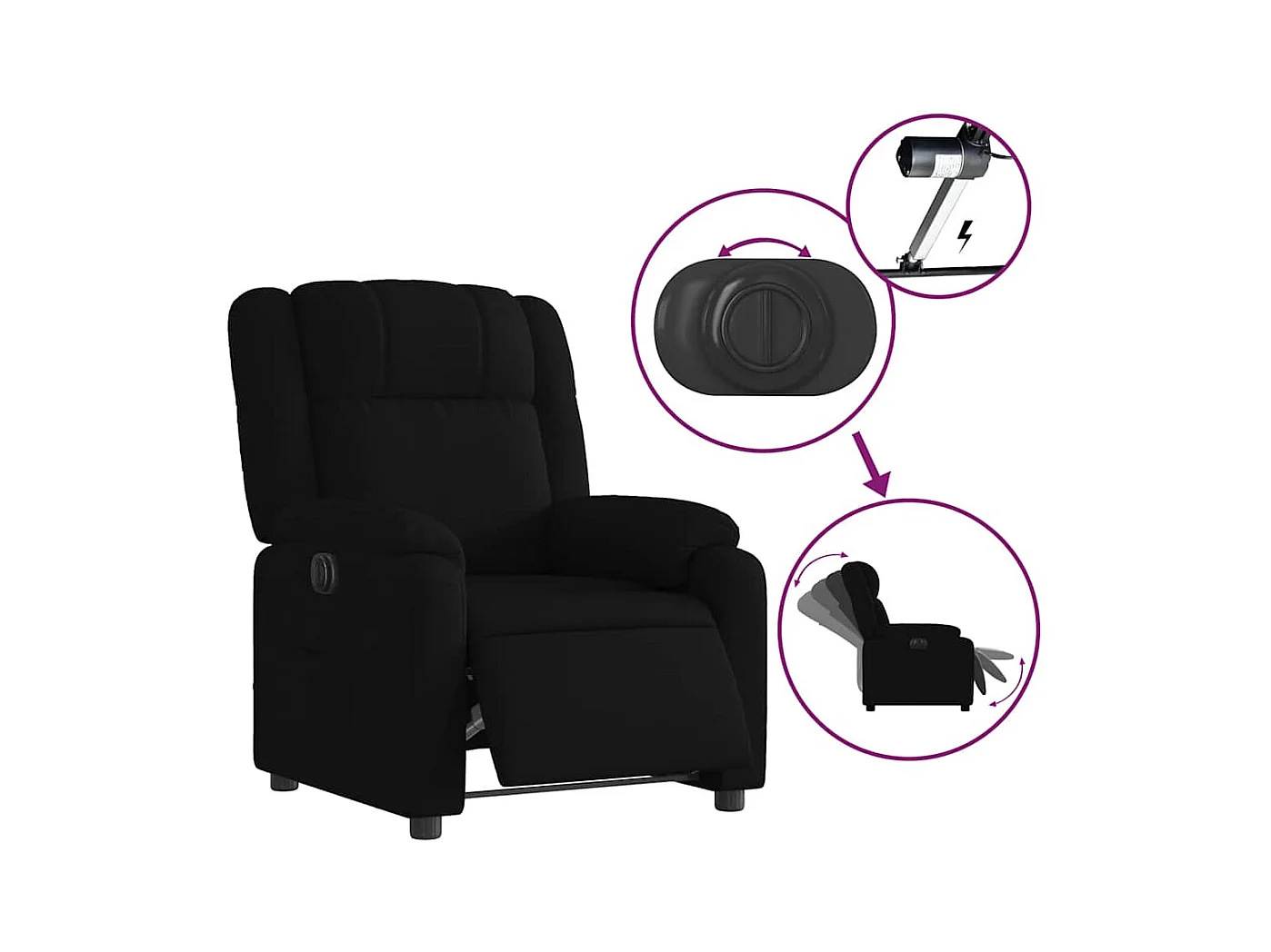 Sillón de relax | Silla | Sillón reclinable eléctrico de tela negro SHL3181
