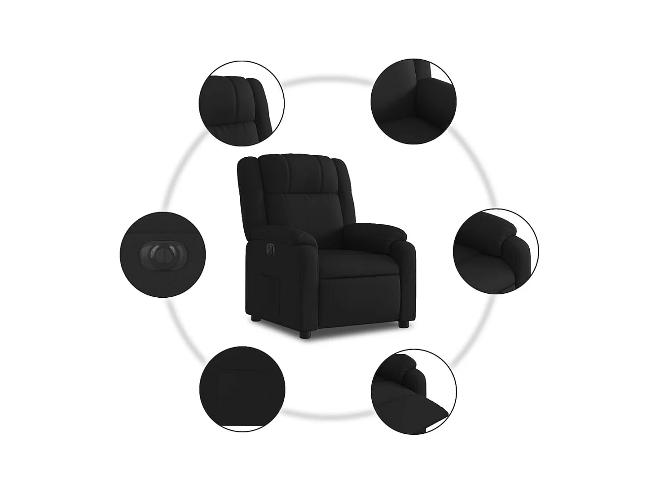 Sillón de relax | Silla | Sillón reclinable eléctrico de tela negro SHL3181