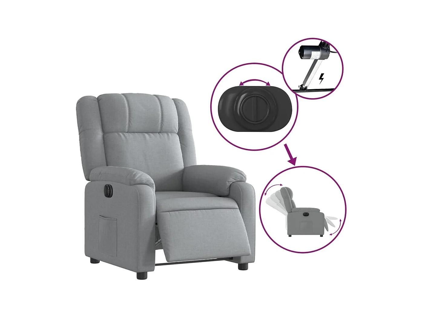 Sillón de relax | Silla | Sillón reclinable eléctrico tela gris claro SHL4075