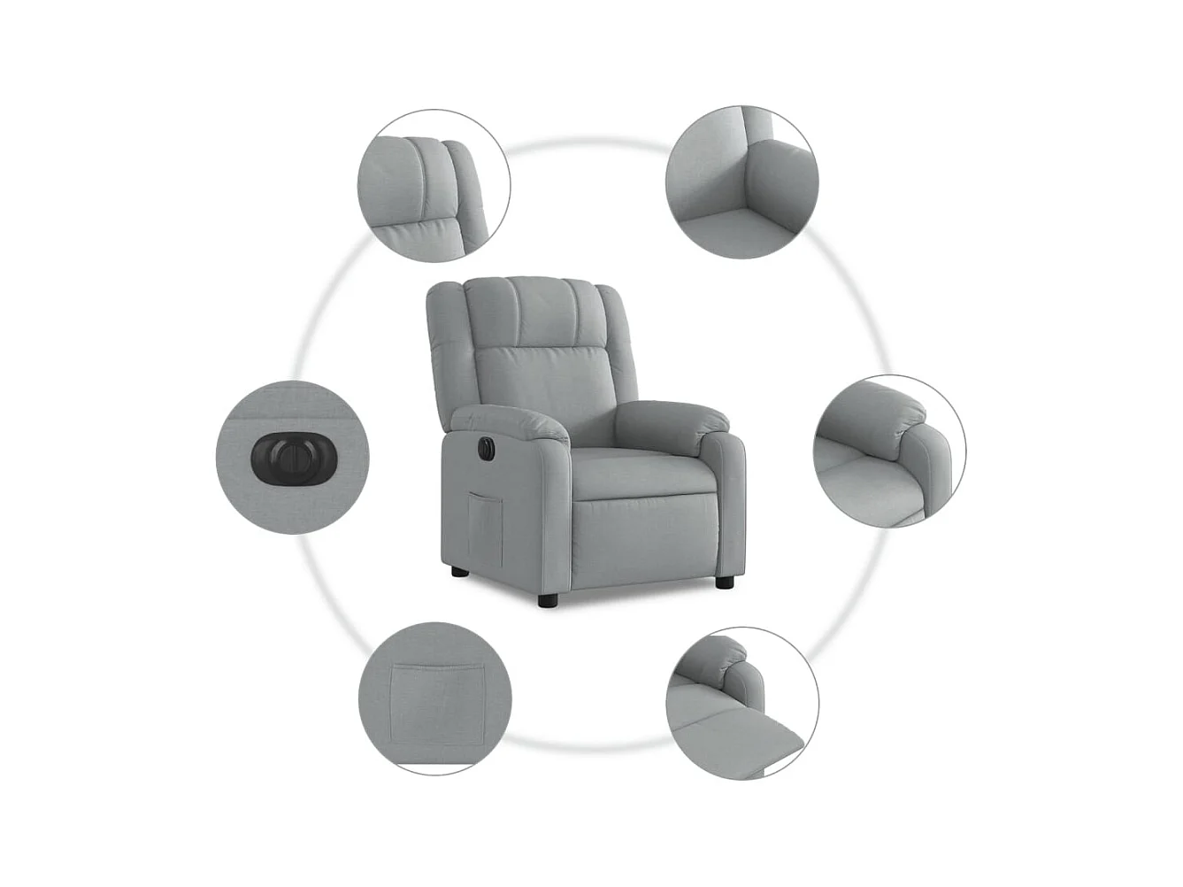Sillón de relax | Silla | Sillón reclinable eléctrico tela gris claro SHL4075