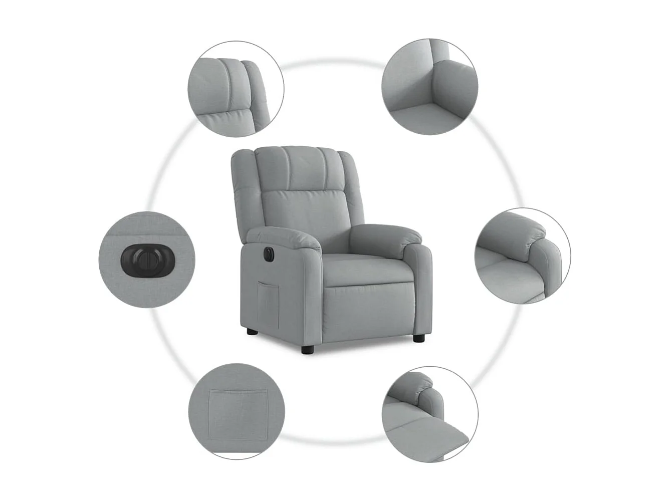 Fauteuil inclinable électrique-Chaise de relax-Fauteuil salon Gris clair Tissu SHL1613