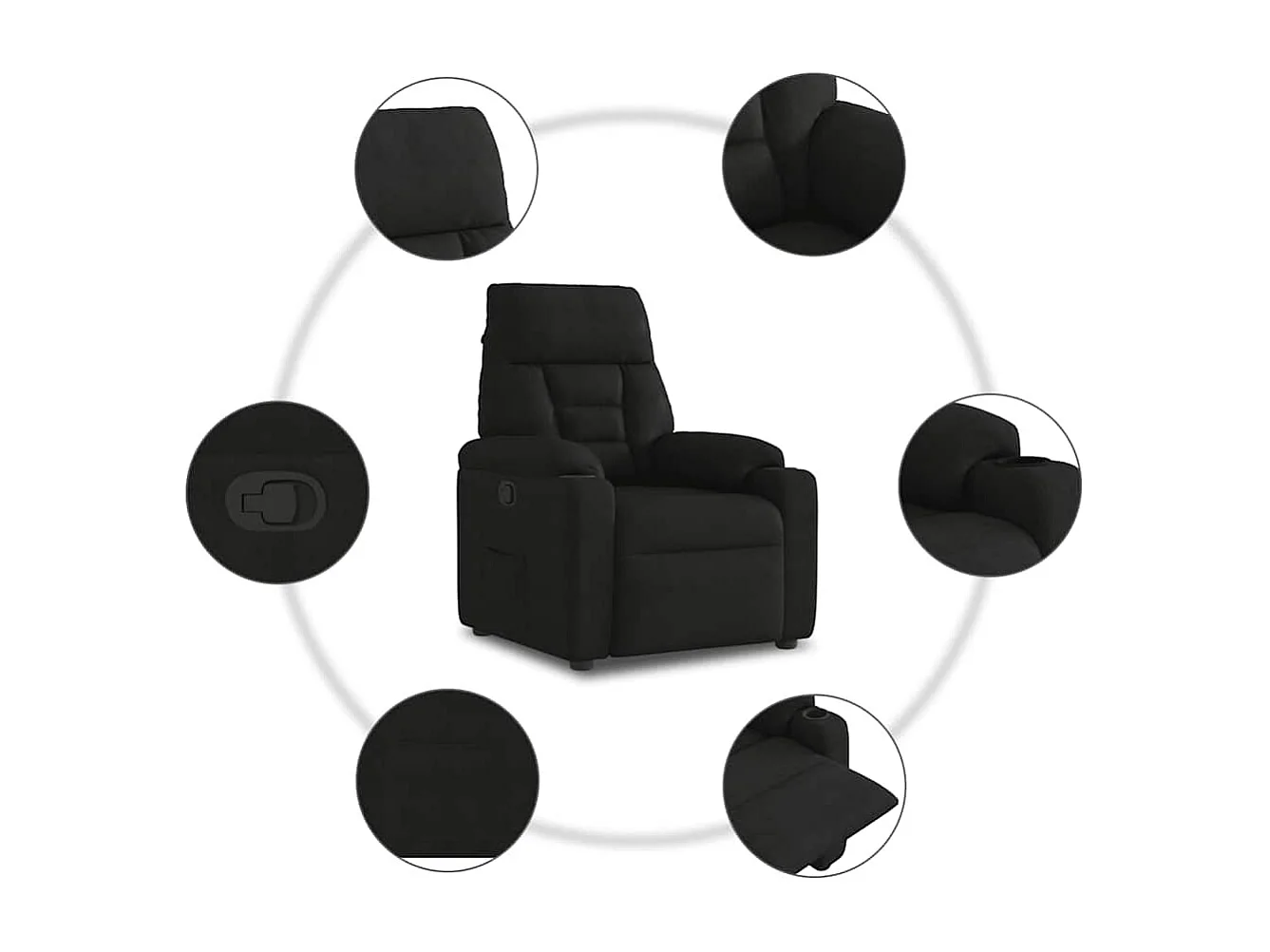 Poltrona Reclinável | Poltrona Confortável Relax tecido de microfibra preto SHL266328