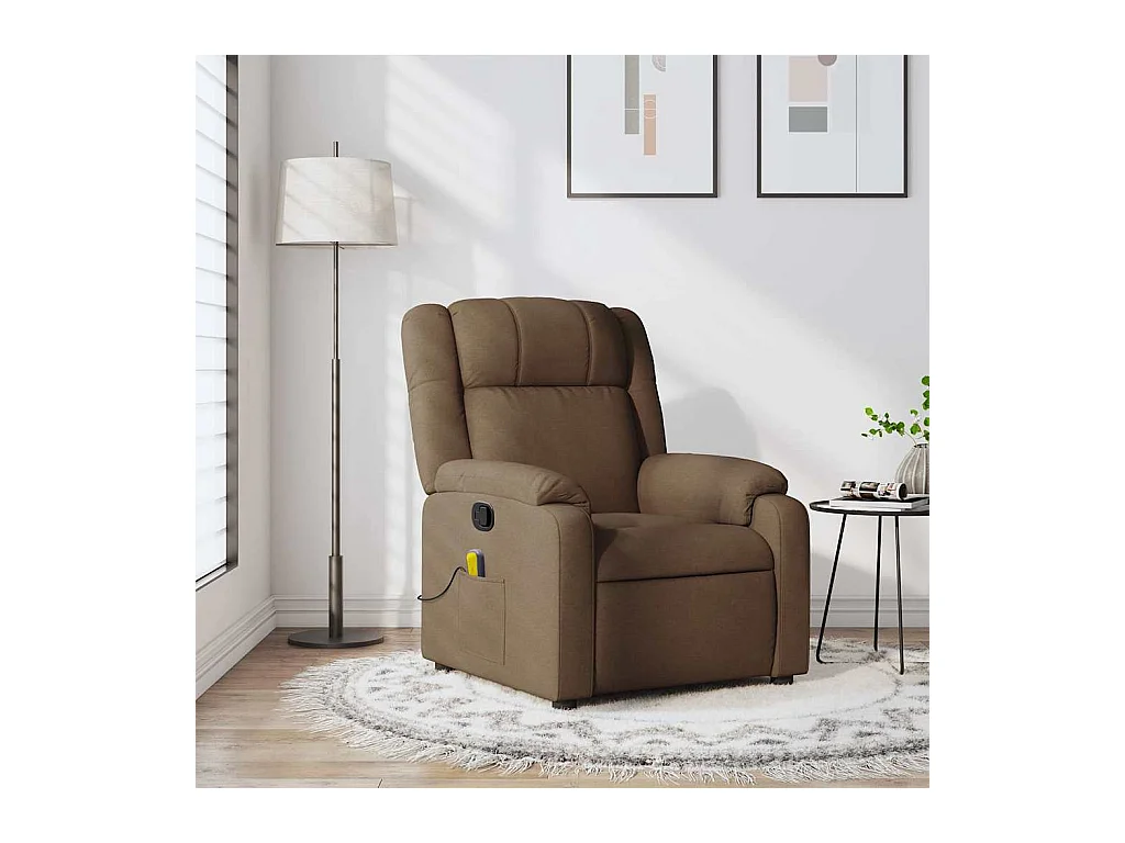 Poltrona de massagens reclinável tecido castanho SHL235951