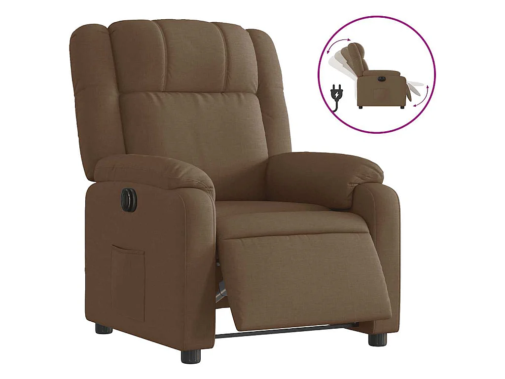Fauteuil inclinable électrique-Chaise de relax-Fauteuil salon Marron Tissu SHL3782