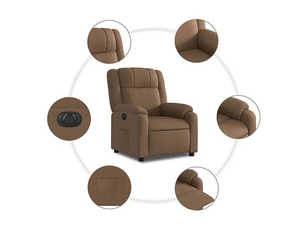 Fauteuil inclinable électrique-Chaise de relax-Fauteuil salon Marron Tissu SHL3782