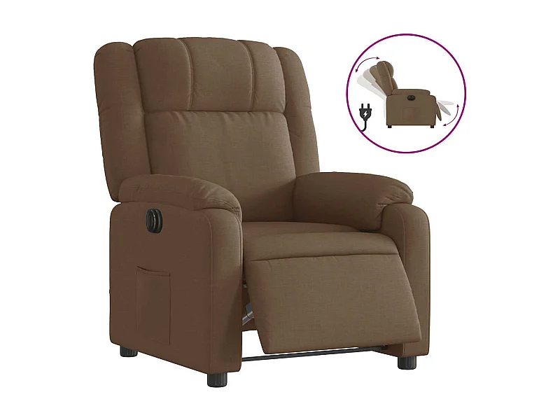 Fauteuil inclinable électrique-Chaise de relax-Fauteuil salon Marron Tissu SHL3782
