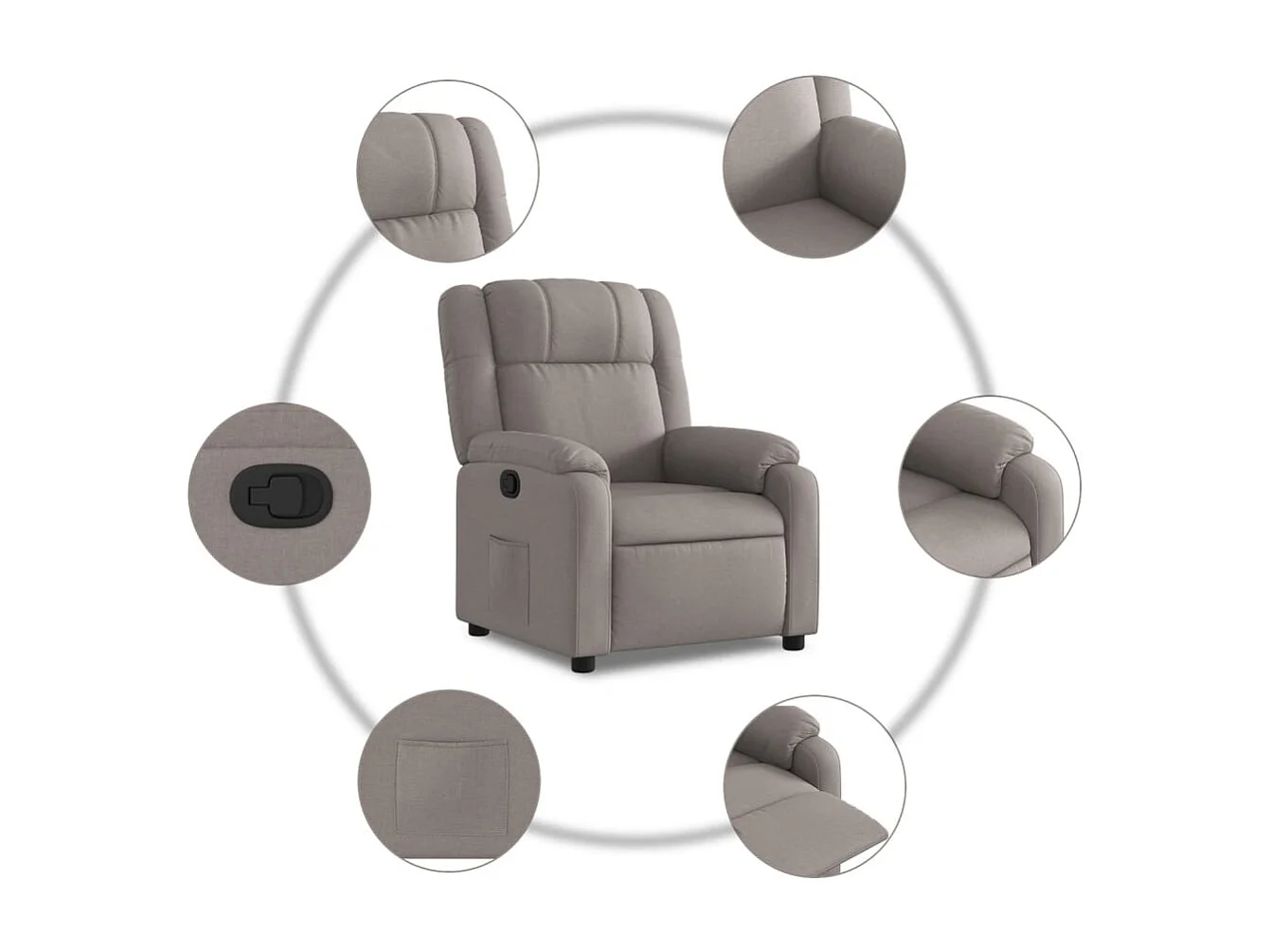 Relaxsessel | Lounge Sessel für Wohnzimmer Taupe Stoff SHL99879