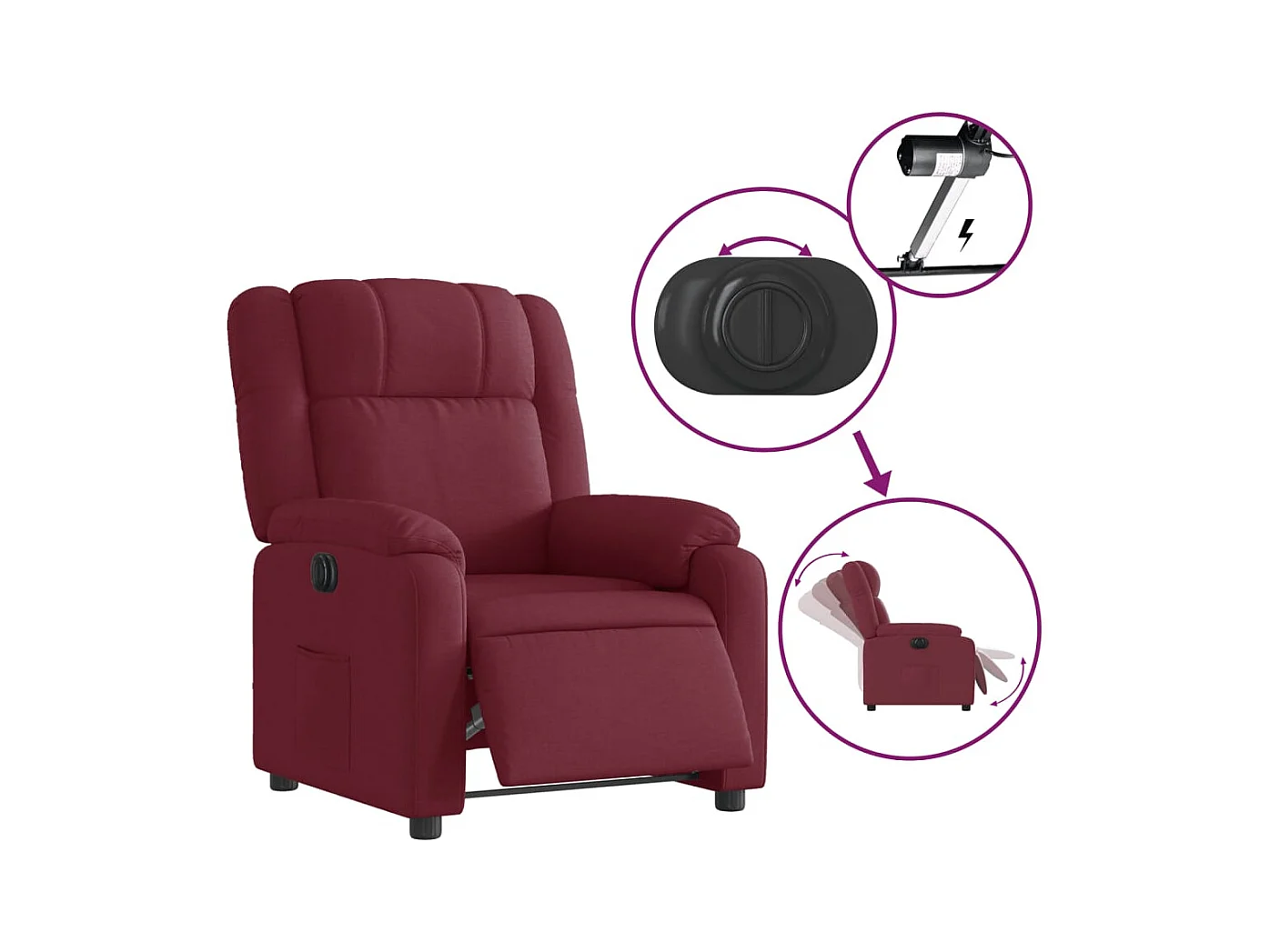 Sillón de relax | Silla | Sillón reclinable eléctrico tela rojo tinto SHL7288