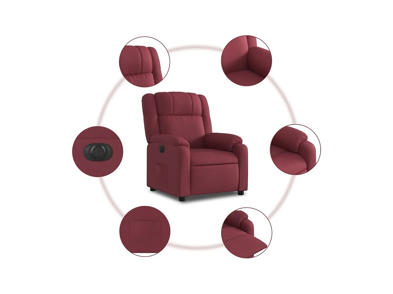 Sillón de relax | Silla | Sillón reclinable eléctrico tela rojo tinto SHL7288