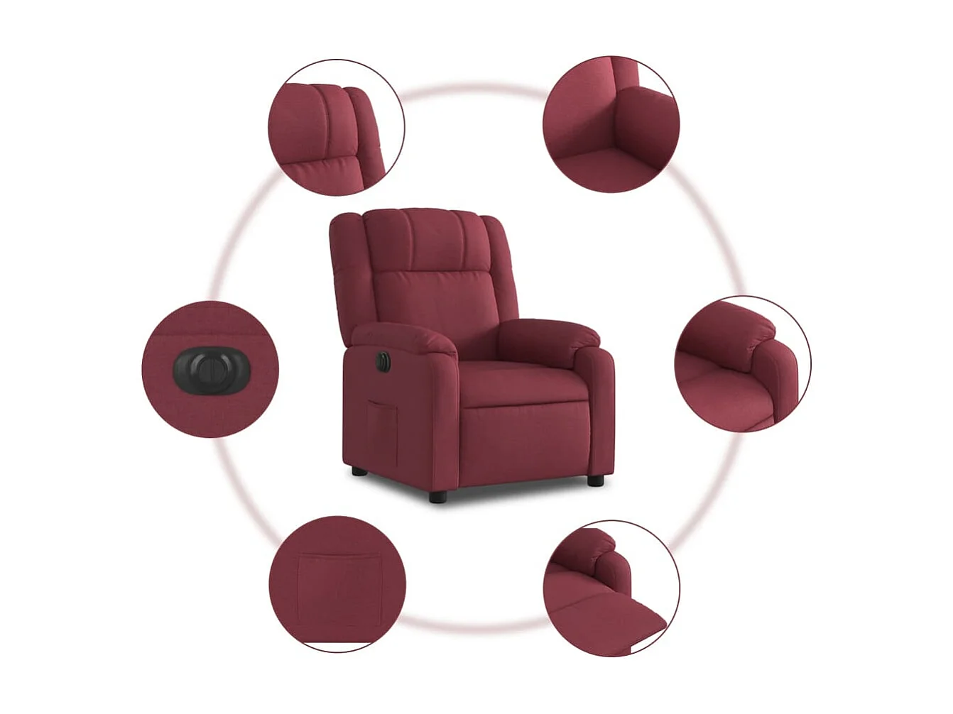 Fauteuil inclinable électrique-Chaise de relax-Fauteuil salon Rouge bordeaux Tissu SHL1242