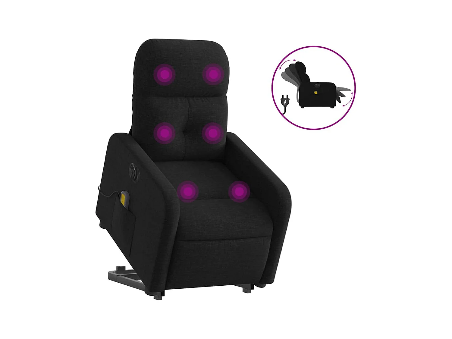 Fauteuil inclinable électrique-Chaise de relax-Fauteuil de Massage Noir Tissu SHL2596