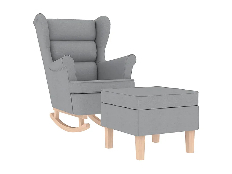 Fauteuil Salon-Chaise de relax-Fauteuil à Bascule avec repose-pied Gris clair Tissu SHL3431