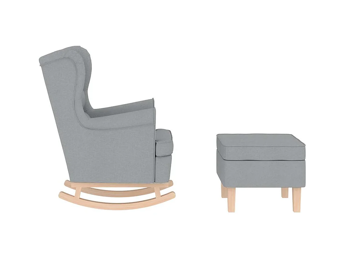 Sillón de salón | Silla | Sillón mecedora con taburete tela gris claro SHL8270