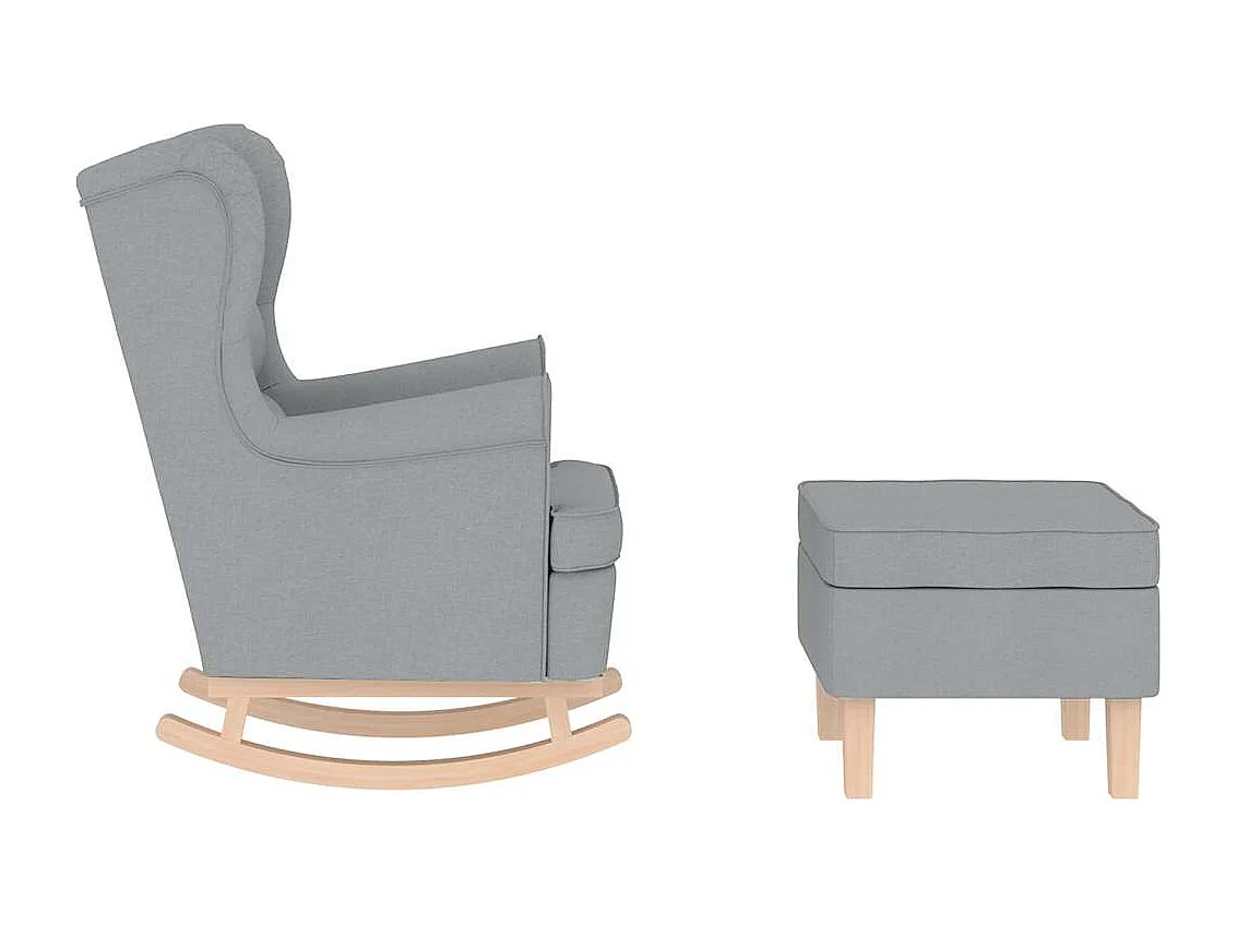 Schaukelstuhl | Schaukelsessel mit Fußhocker Hellgrau Stoff SHL13501