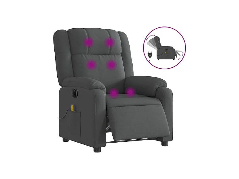 Poltrona reclinável de massagens elétrica tecido cinza-escuro SHL409609