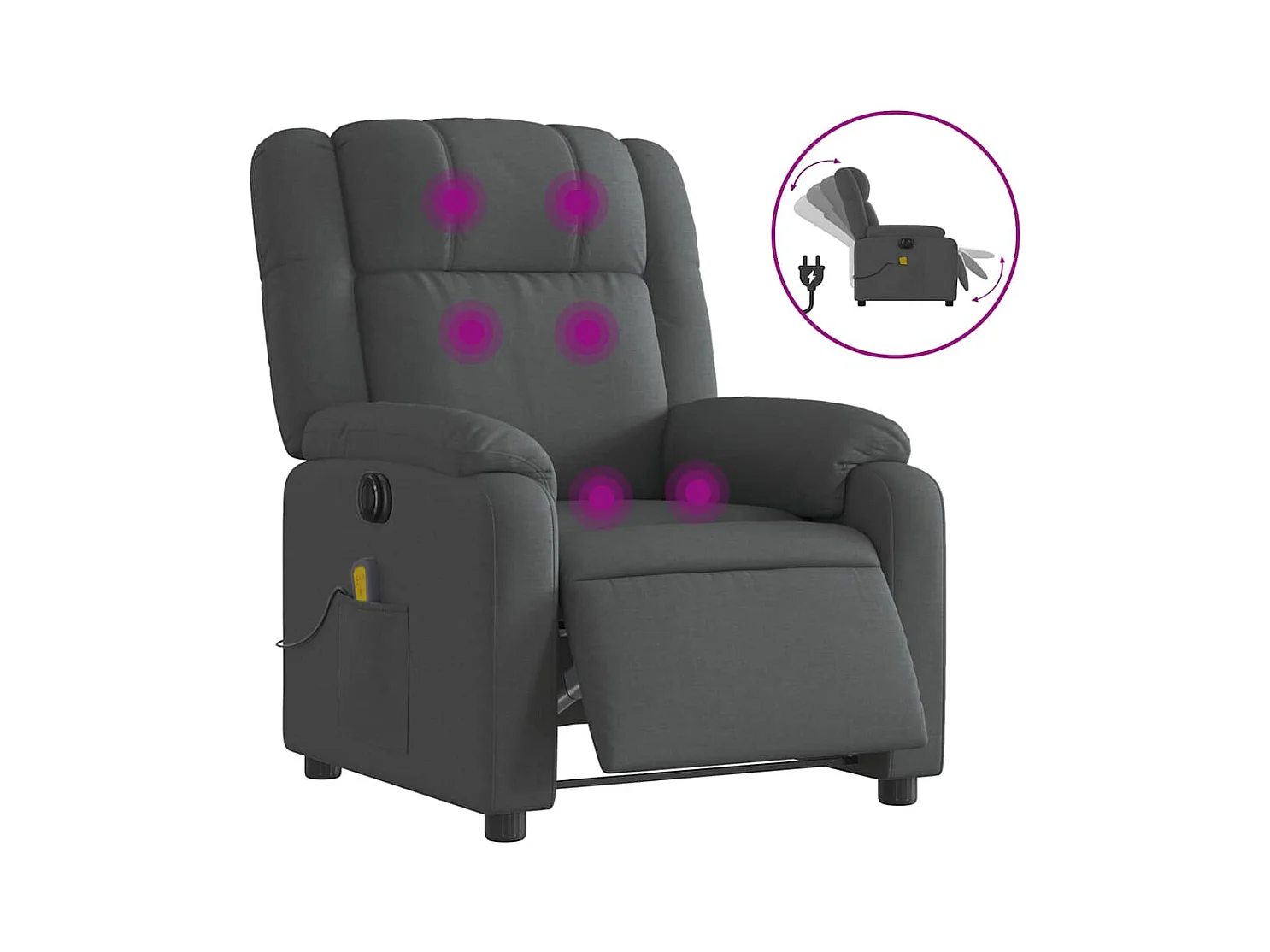 Fauteuil inclinable électrique-Chaise-Fauteuil de Massage gris foncé tissu SHL2212