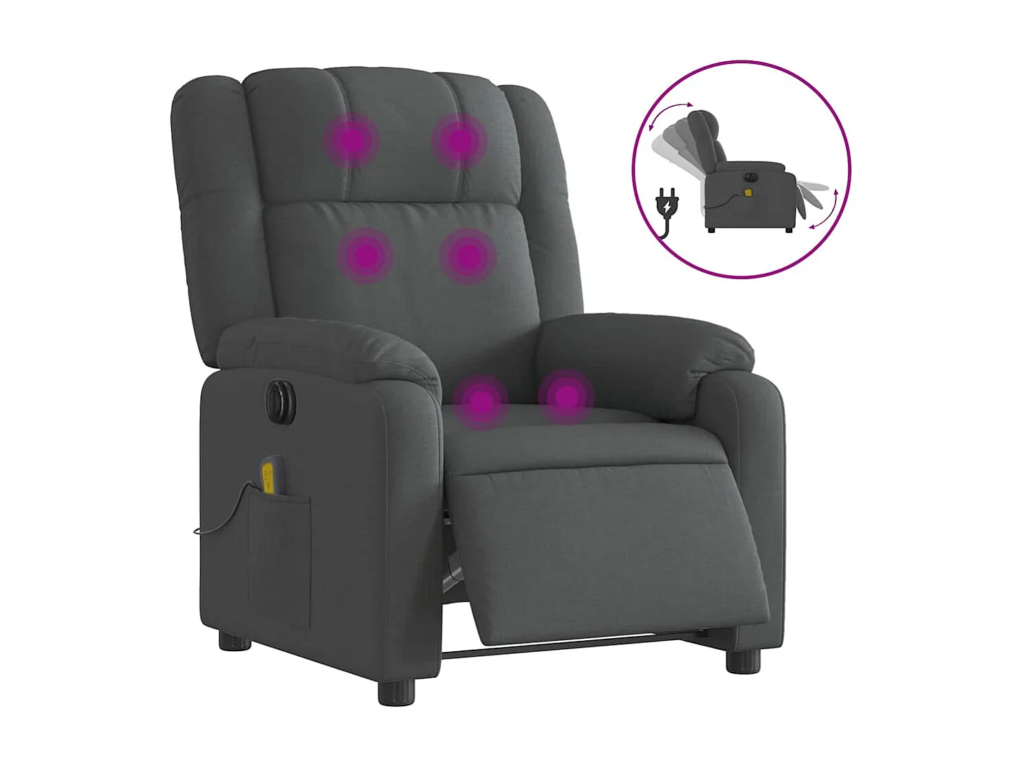 Fauteuil inclinable électrique-Chaise-Fauteuil de Massage gris foncé tissu SHL2212