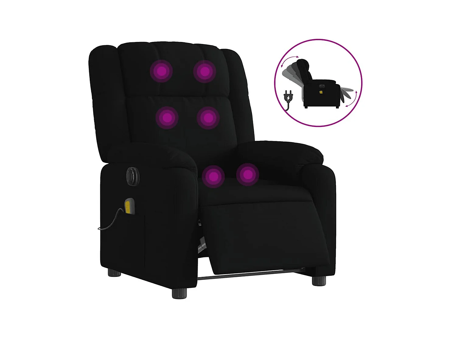 Fauteuil inclinable électrique-Fauteuil de massage de Salon Noir Tissu SHL2382