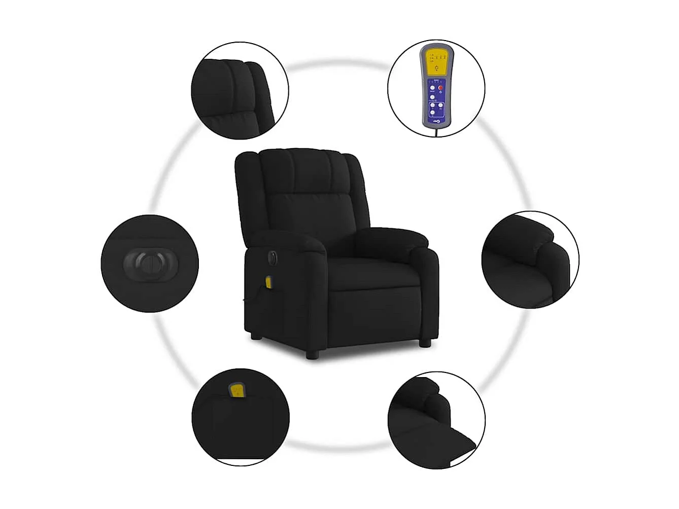 Fauteuil inclinable électrique-Fauteuil de massage de Salon Noir Tissu SHL2382