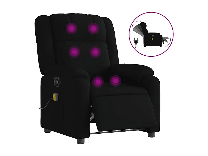 Fauteuil inclinable électrique-Fauteuil de massage de Salon Noir Tissu SHL2382