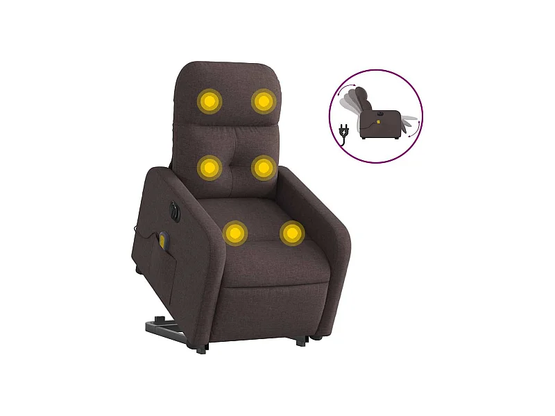 Sillón de salón | Silla | Sillón masaje eléctrico reclinable elevable tela marrón oscuro SHL7537