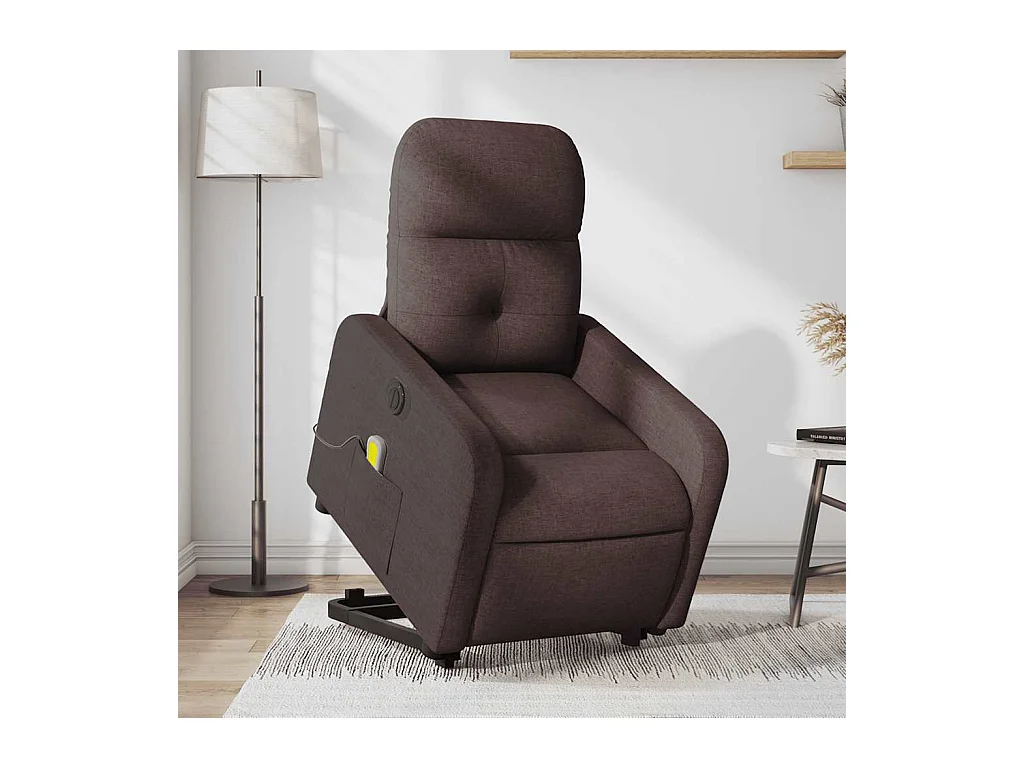 Sillón de salón | Silla | Sillón masaje eléctrico reclinable elevable tela marrón oscuro SHL7537