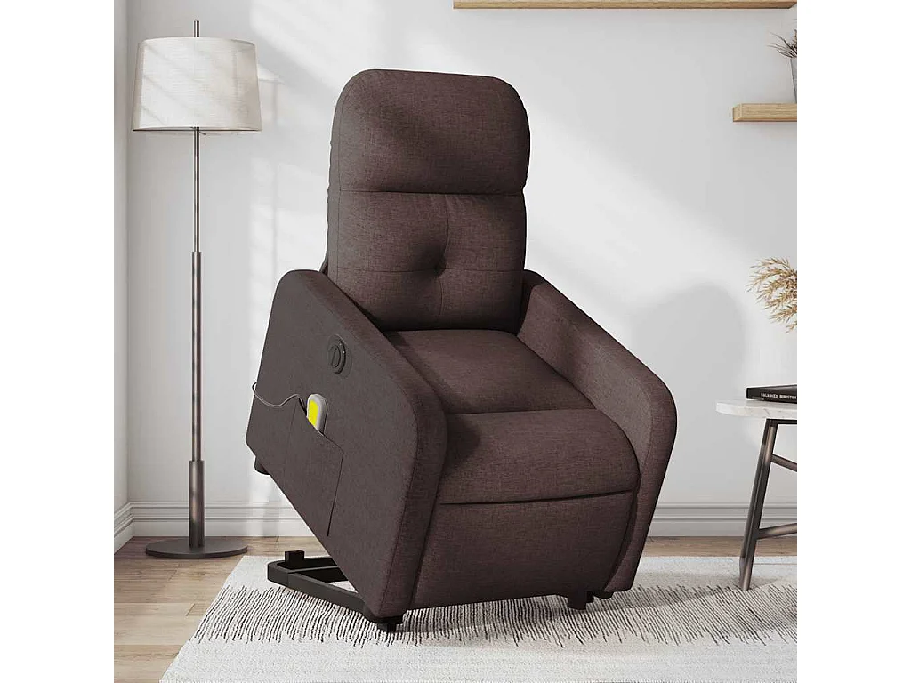 Fauteuil inclinable électrique-Chaise de relax-Fauteuil de Massage Marron foncé Tissu SHL4502