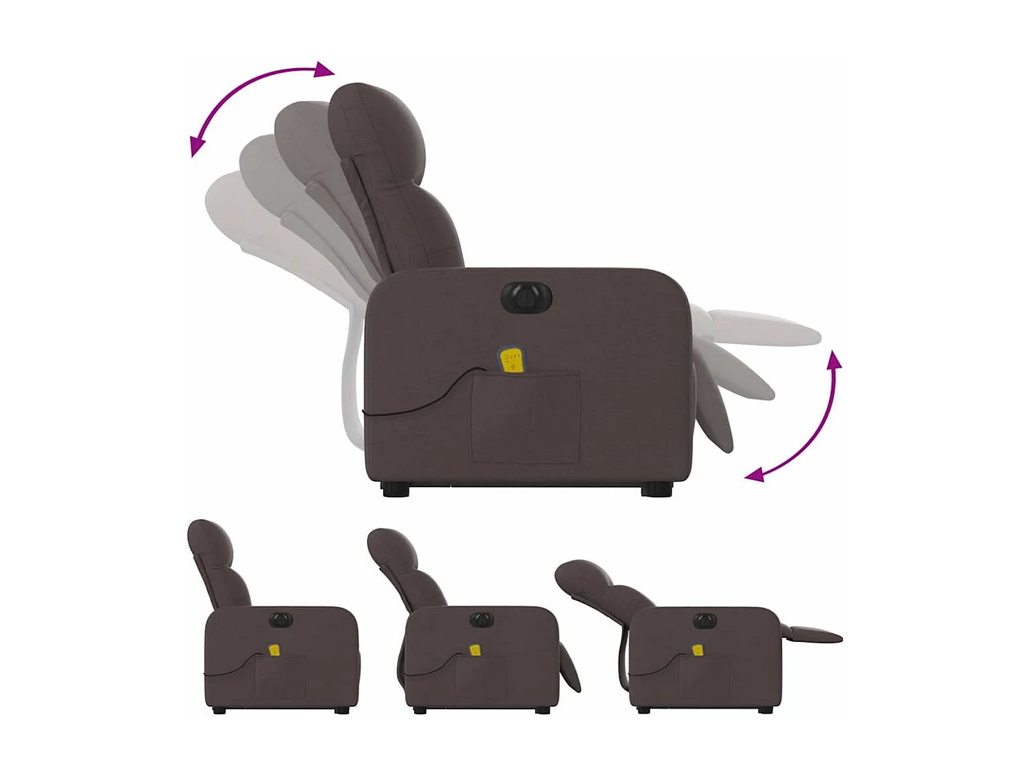 Fauteuil inclinable électrique-Chaise de relax-Fauteuil de Massage Marron foncé Tissu SHL4502