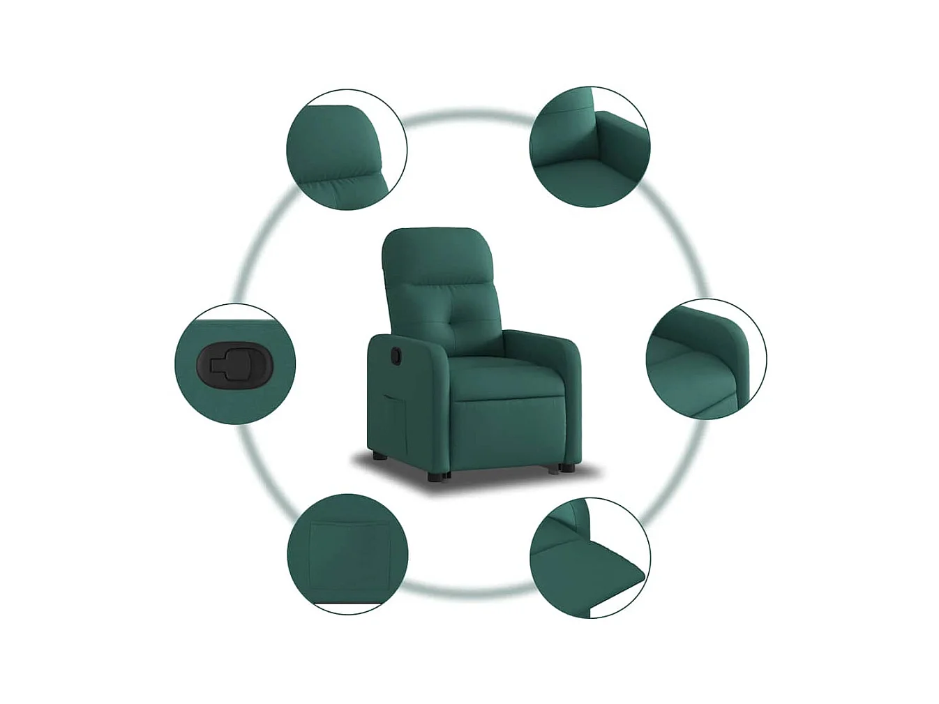 Sillón de relax | Silla | Sillón reclinable elevable tela verde oscuro SHL6780