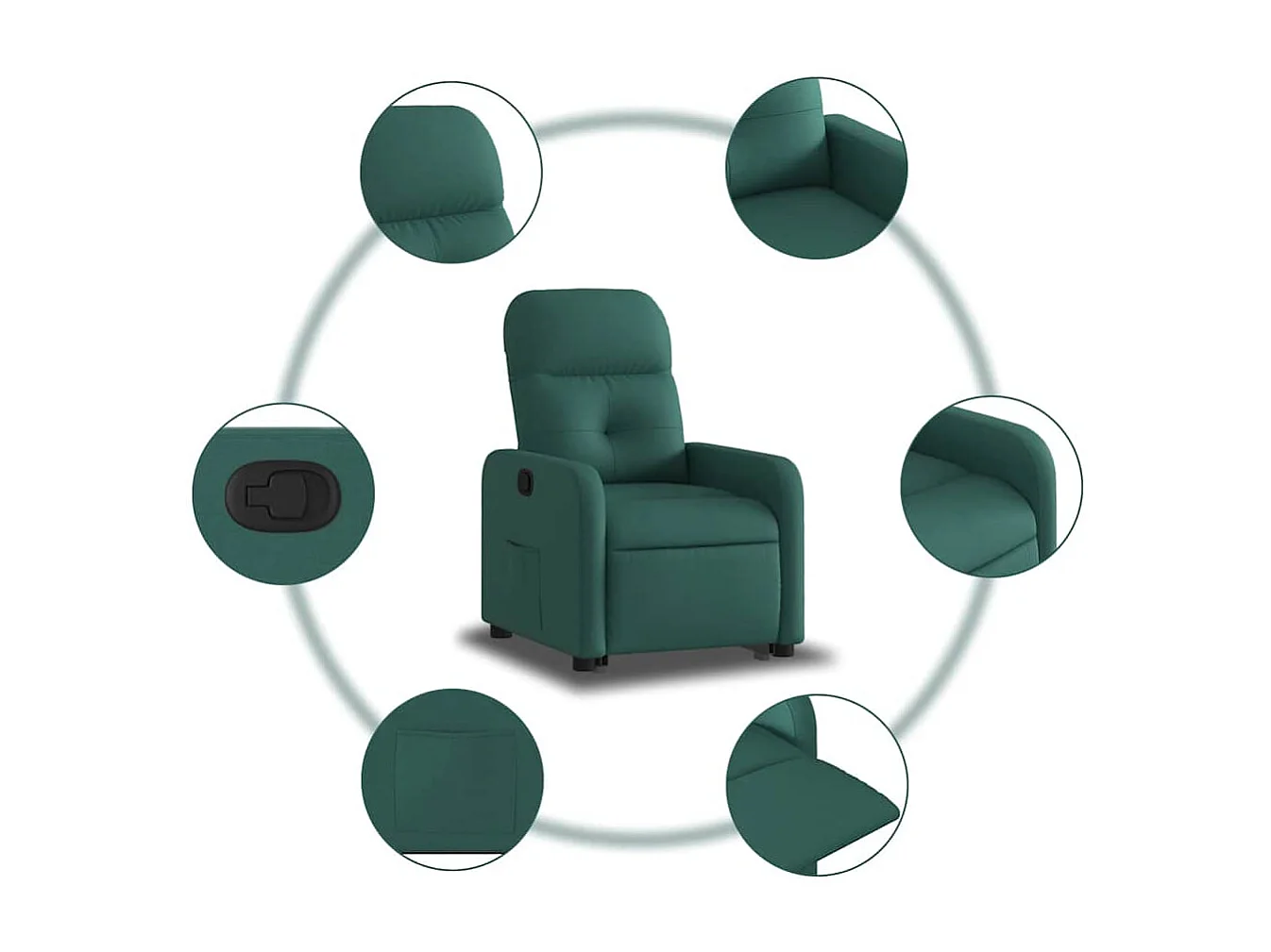 Fauteuil inclinable-Chaise de relax-Fauteuil TV vert foncé tissu SHL4609