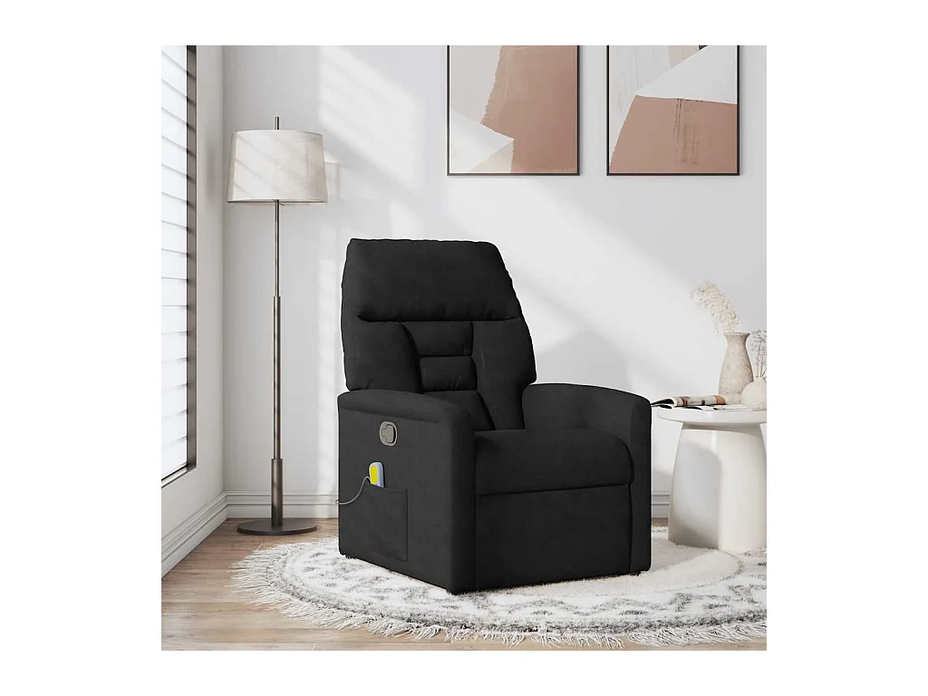 Fauteuil inclinable-Chaise de relax-Fauteuil de Massage noir tissu microfibre SHL3993