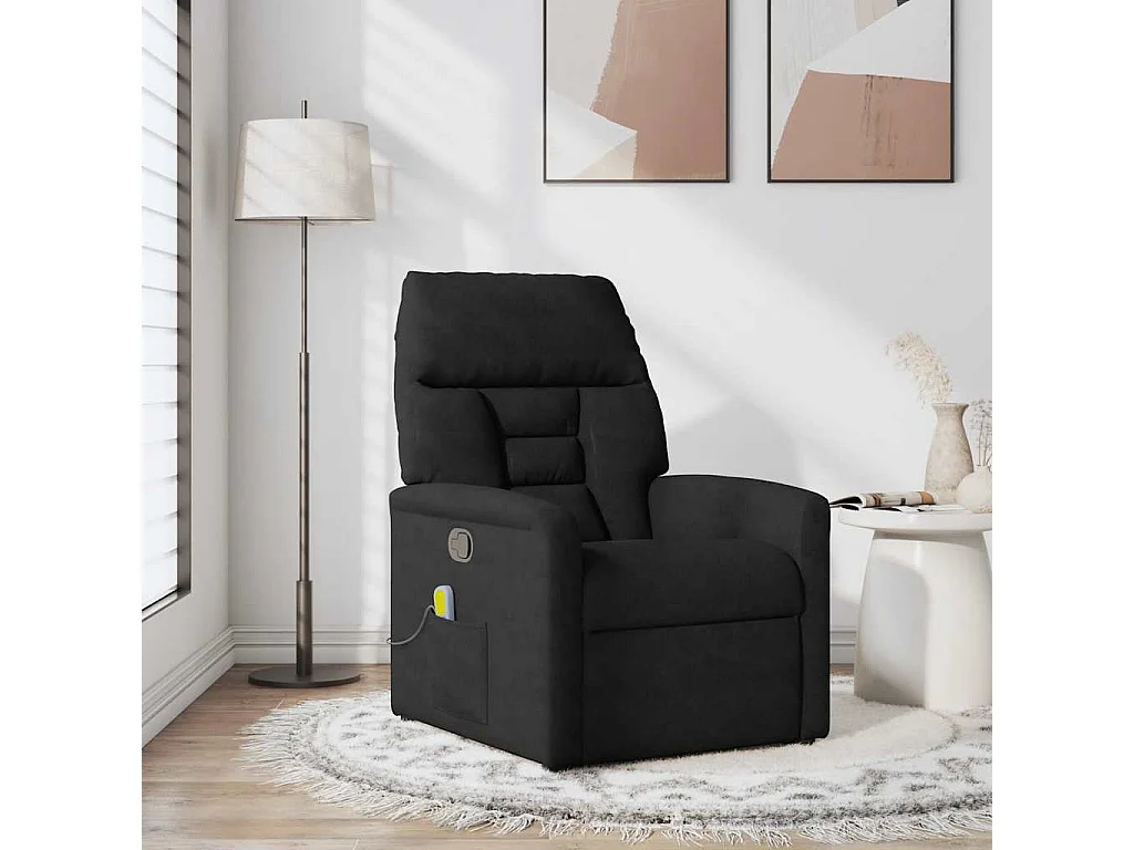 Fauteuil inclinable-Chaise de relax-Fauteuil de Massage noir tissu microfibre SHL3993