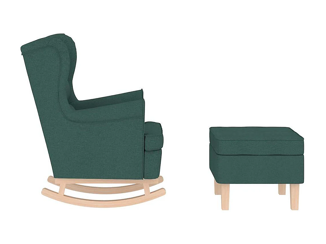 Schaukelstuhl | Schaukelsessel mit Fußhocker Dunkelgrün Stoff SHL20689