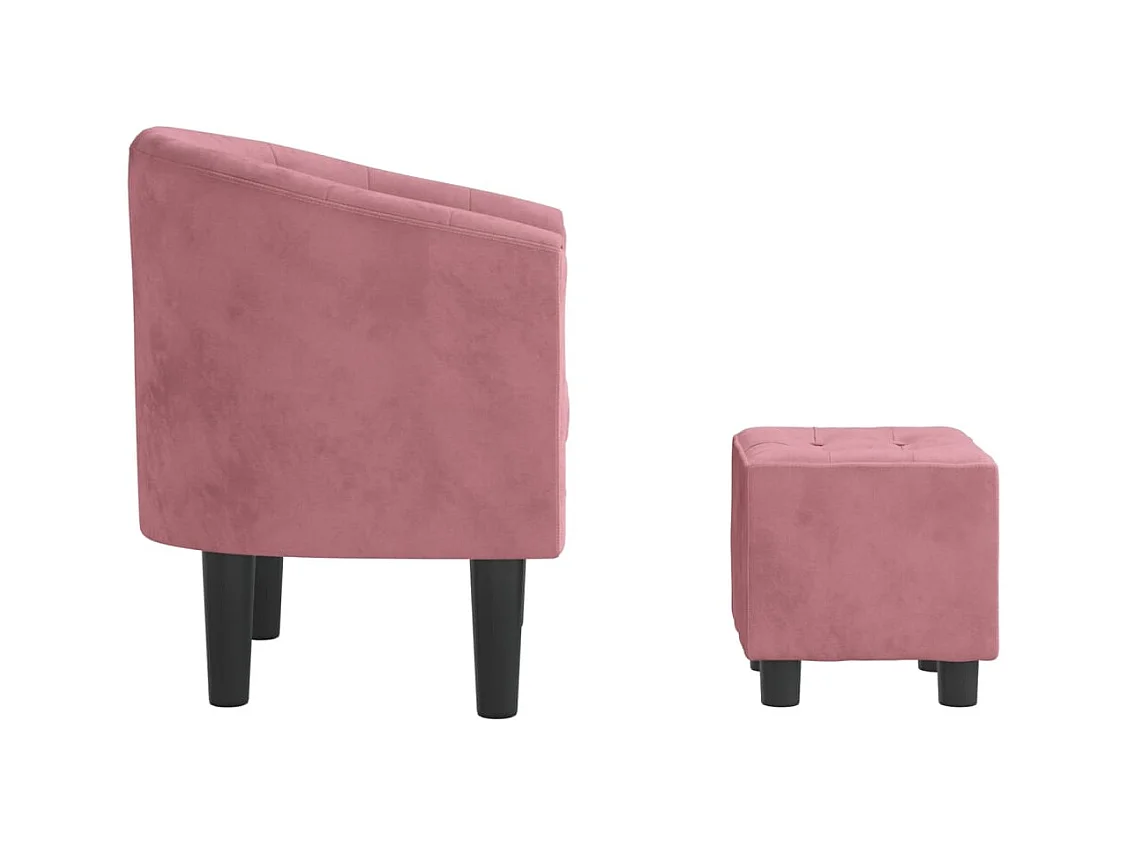 Fauteuil de salon-Fauteuil relax avec repose-pied rose velours SHL3509
