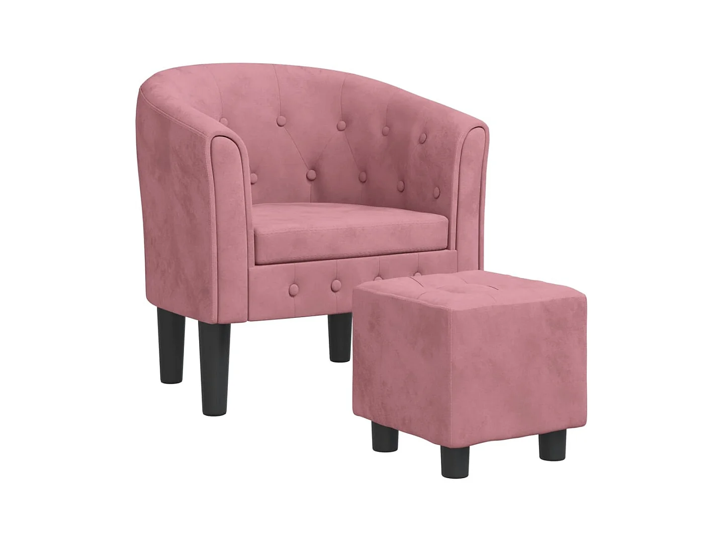 Fauteuil de salon-Fauteuil relax avec repose-pied rose velours SHL3509