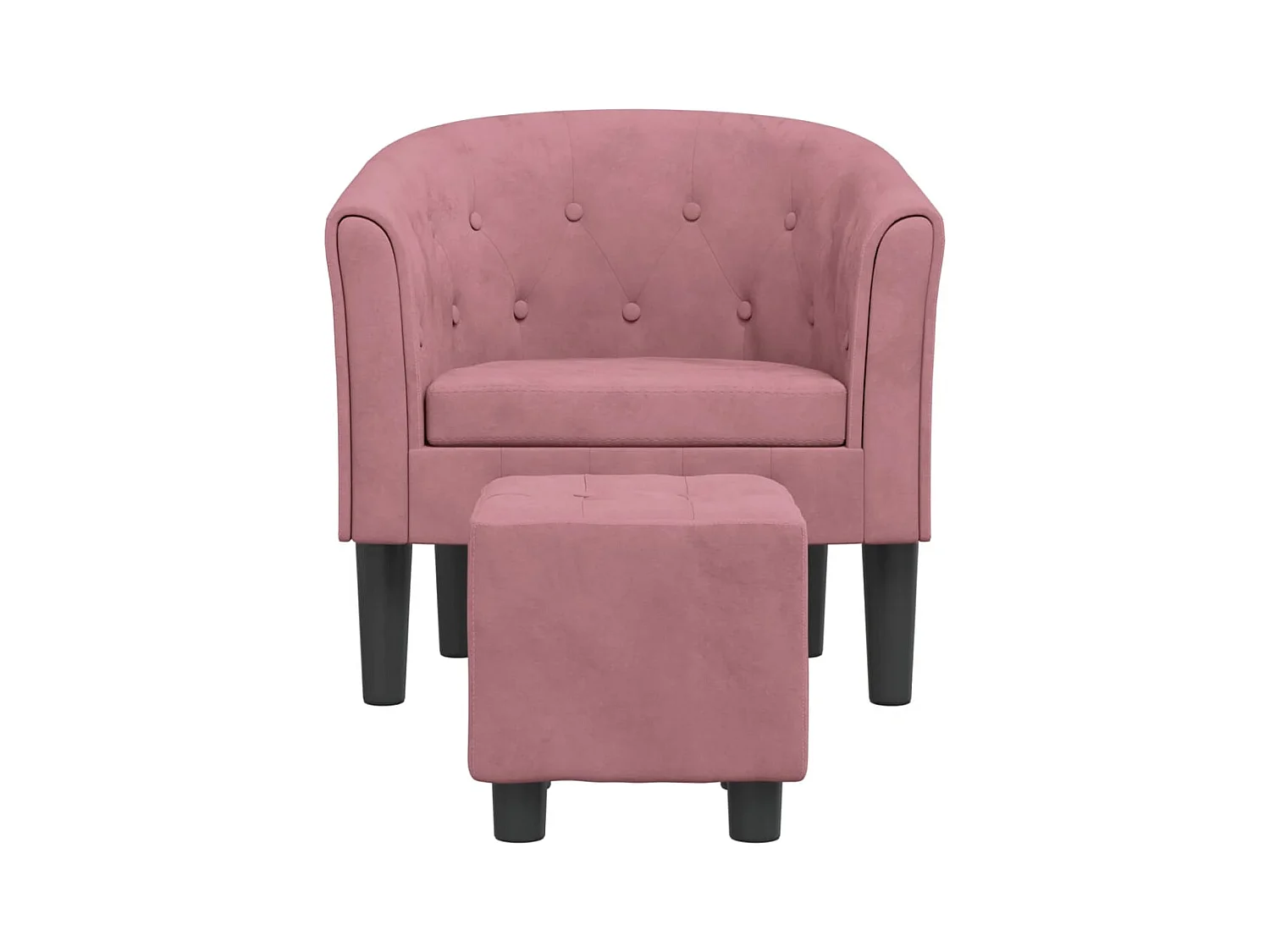 Sillón de salón | Silla de relax con taburete terciopelo rosa SHL2151