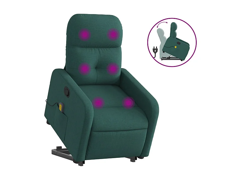 Fauteuil inclinable-Chaise de relax-Fauteuil de Massage Vert foncé Tissu SHL2949