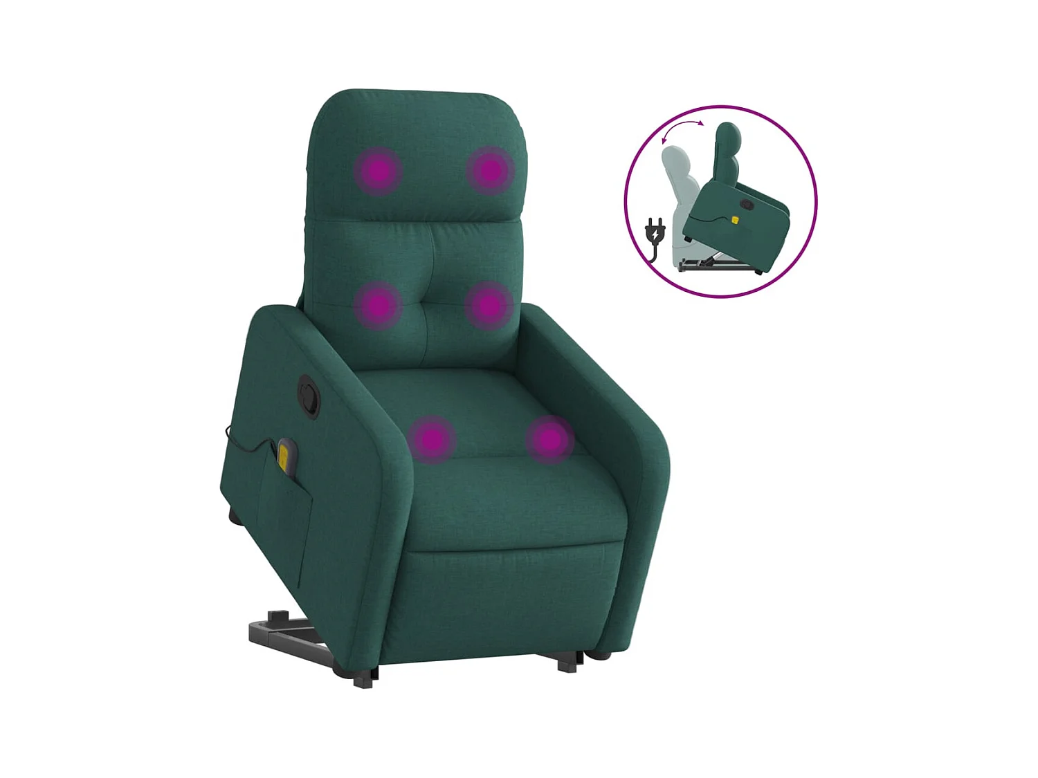 Fauteuil inclinable-Chaise de relax-Fauteuil de Massage Vert foncé Tissu SHL2949