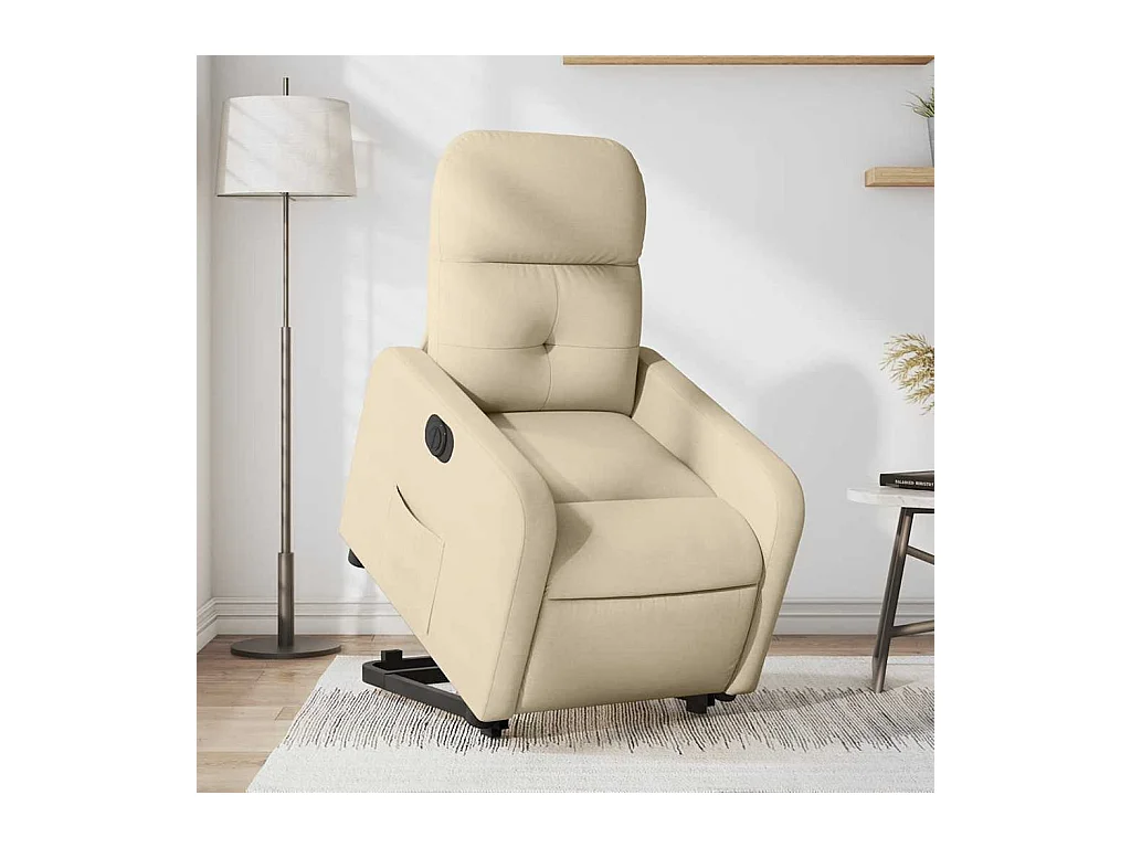 Silla de relax | Sillón eléctrico reclinable elevable de tela color crema SHL5775