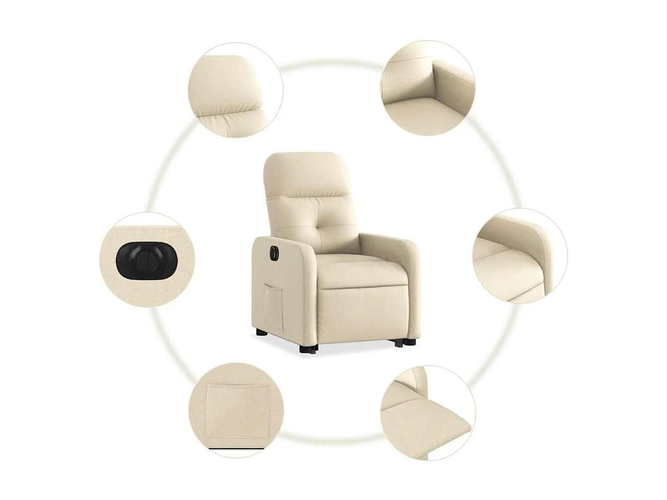 Silla de relax | Sillón eléctrico reclinable elevable de tela color crema SHL5775