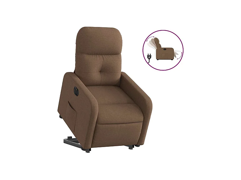 Silla de relax | Sillón eléctrico reclinable elevable de tela marrón SHL5778