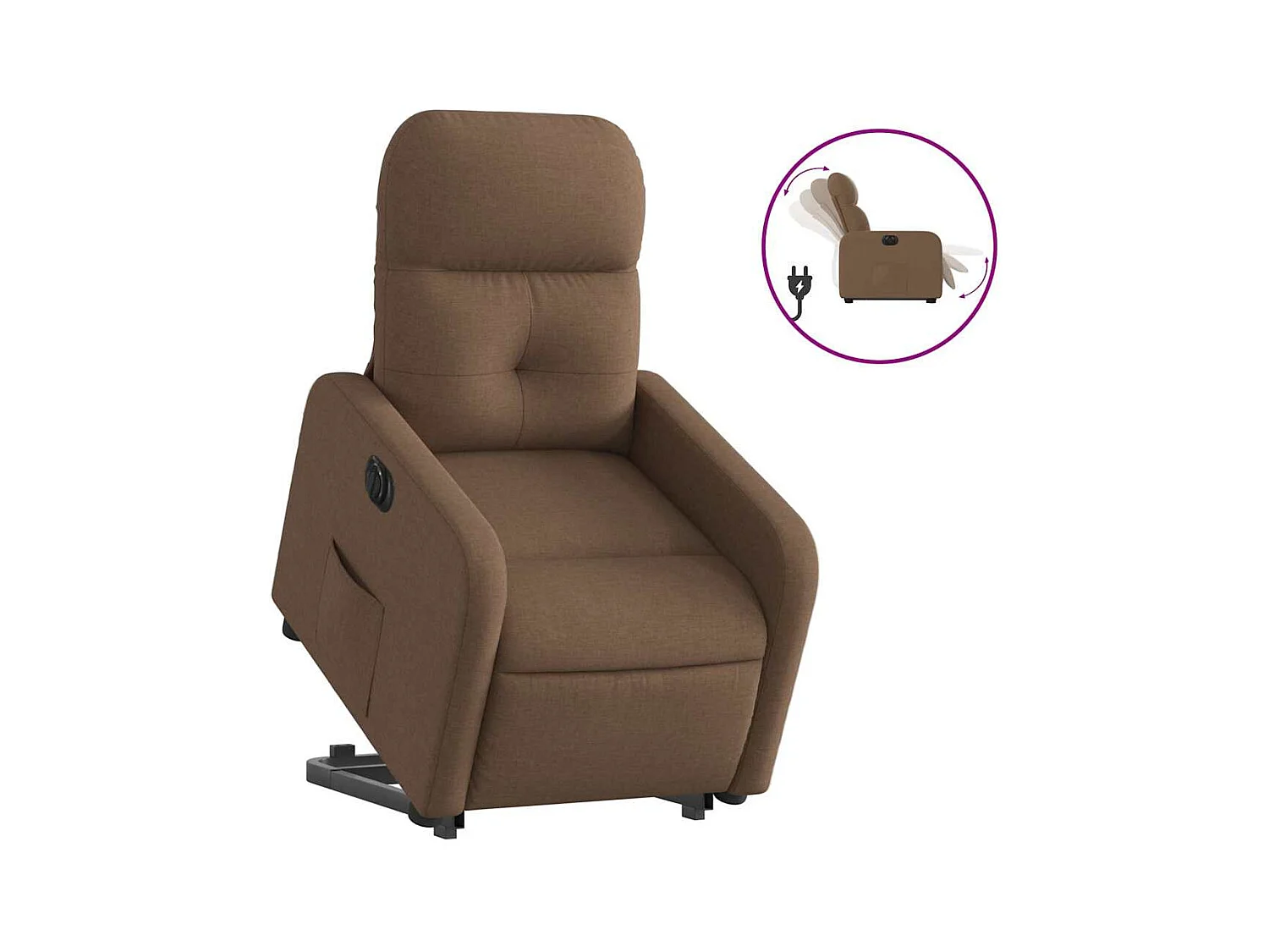 Silla de relax | Sillón eléctrico reclinable elevable de tela marrón SHL5778