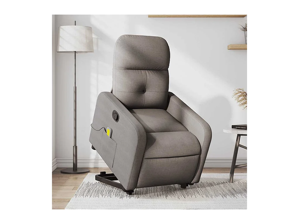 Poltrona elevatória de massagens tecido cinzento-acastanhado SHL509266