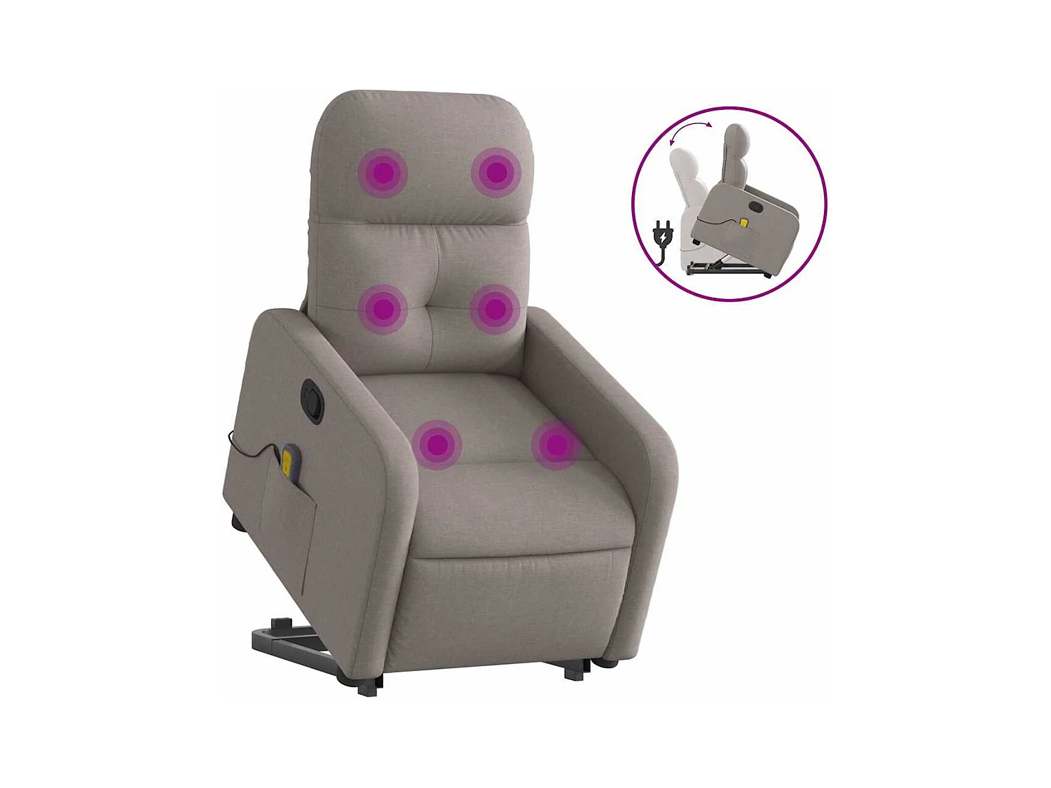 Fauteuil inclinable-Chaise de relax-Fauteuil de Massage Taupe Tissu SHL4507