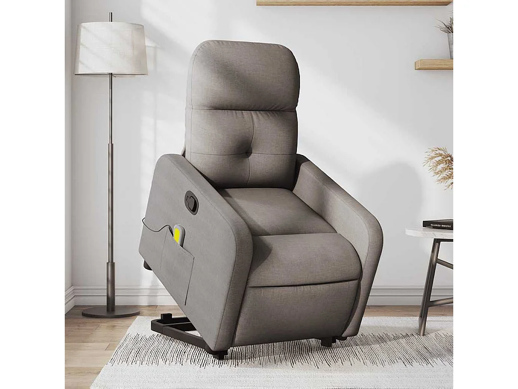 Fauteuil inclinable-Chaise de relax-Fauteuil de Massage Taupe Tissu SHL4507