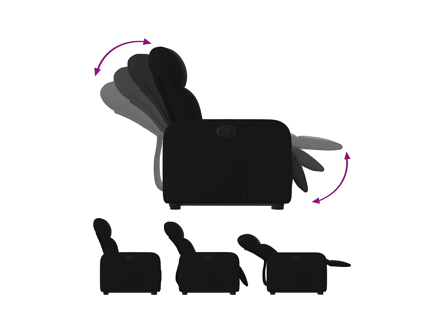 Sillón de relax | Silla | Sillón reclinable elevable tela negro SHL2072