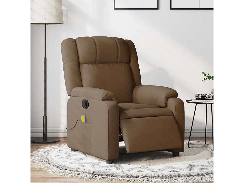 Fauteuil inclinable électrique-Chaise-Fauteuil de Massage marron tissu SHL4264