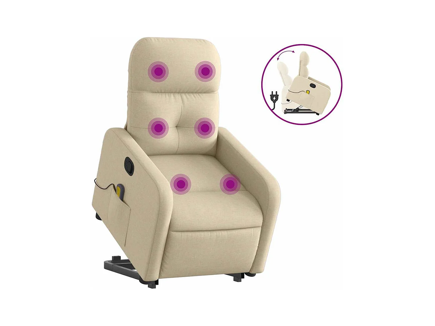 Fauteuil inclinable-Chaise de relax-Fauteuil de Massage Crème Tissu SHL3746
